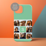Grönten Monogram Mint för fotokollage Anpassningsb<br><div class="desc">Du kan använda Instagram-foton för den här designen. Använda 8-kvadratfoton som skapar en unik och personlig gåva. Eller så kan du behålla hipstervalpen och göra ett trendig till keepy. Om du behöver justera bilder klickar du på verktyg för att anpassa ändringar.</div>