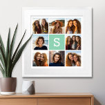 Grönten Monogram Mint för fotokollage Anpassningsb Poster<br><div class="desc">Du kan använda Instagram-foton för den här designen. Använda 8-kvadratfoton som skapar en unik och personlig gåva. Eller så kan du behålla hipstervalpen och göra ett trendig till keepy. Om du behöver justera bilder klickar du på verktyg för att anpassa ändringar.</div>