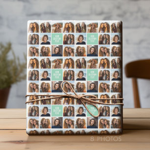 Grönten Monogram Mint för fotokollage Anpassningsb Presentpapper