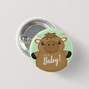 Grönten Moose Baby Shower Knapp