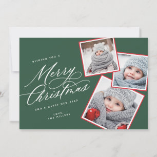 grönten Multifoto med god jul-skript Julkort