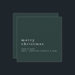 Grönten Namn God jul Kort<br><div class="desc">Minimalistisk text Namn God jul White på Mörk grönt. Klassens contemporary elegans,  med hälsning som är större i snyggtens gemener med namn under med mycket vanligt område. Anpassa texten till dina egna detaljer. Helt anpassade.</div>