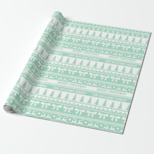Grönten Namn Monogram Mint i julfamiljen Presentpapper