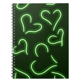 Grönten Neon Hearts Anteckningsbok