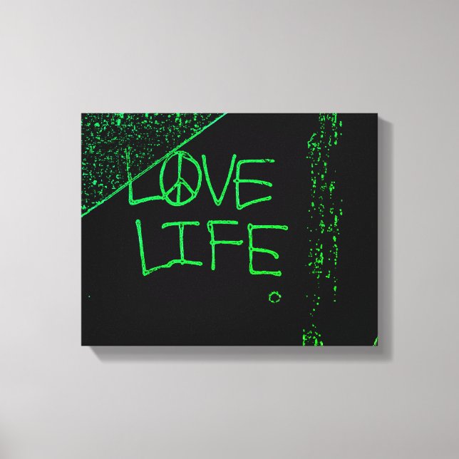 Grönten Neon kärlek Life Grafiti Wrapped Canvas Sk (Framsida)