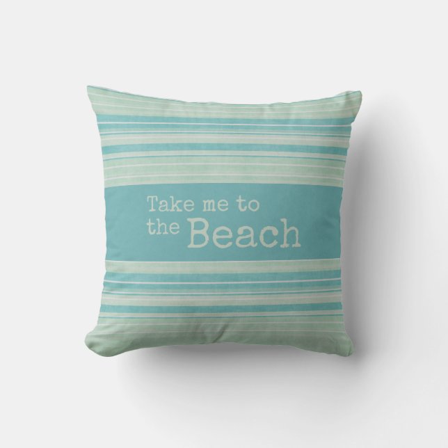 Grönten Nostrum Beach Blue vid kustnära Rand Kudde (Framsida)
