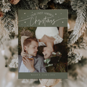 Grönten Nyligen gift Photo Sage, första gift jul Julkort