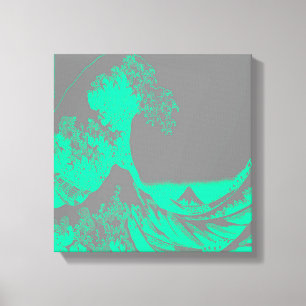 Grönten och Gråttet Wave Seafoam och Wrapped Canv Canvastryck