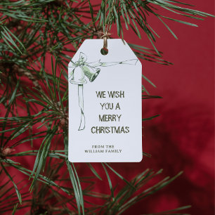 grönten "Önskar dig God jul" Vattenfärgen Klockor Presentetikett