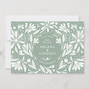 Grönten Papercut Rustic Flowers Sage Spara Datumet