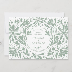 Grönten Papercut Rustic Flowers Sage Spara Datumet