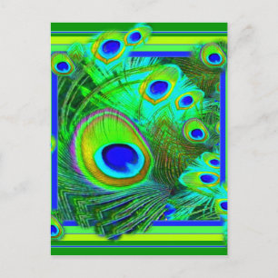 Grönten Peacock Feather Ögon Gifts med modern kons Vykort