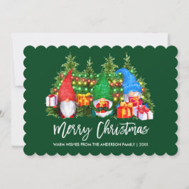 Grönten Penselskript Gnomes Ljus Jul Julkort