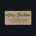 Grönten Penselskript God jul Kraft Adressetikett<br><div class="desc">Adressetikett för returadress för Modern Push Script God jul Kraft-familjen</div>