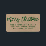 Grönten Penselskript God jul Kraft Adressetikett<br><div class="desc">Adressetikett för returadress för Modern Push Script God jul Kraft-familjen</div>