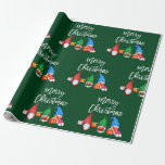 Grönten Penselskript - vattenfärgsgnomer Presentpapper<br><div class="desc">Modern Roligt God jul  med  Färggrafik Papper för penselskript - Grönten Skog</div>