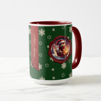 Grönten Personlig Banner för julteddy Sleigh Mugg