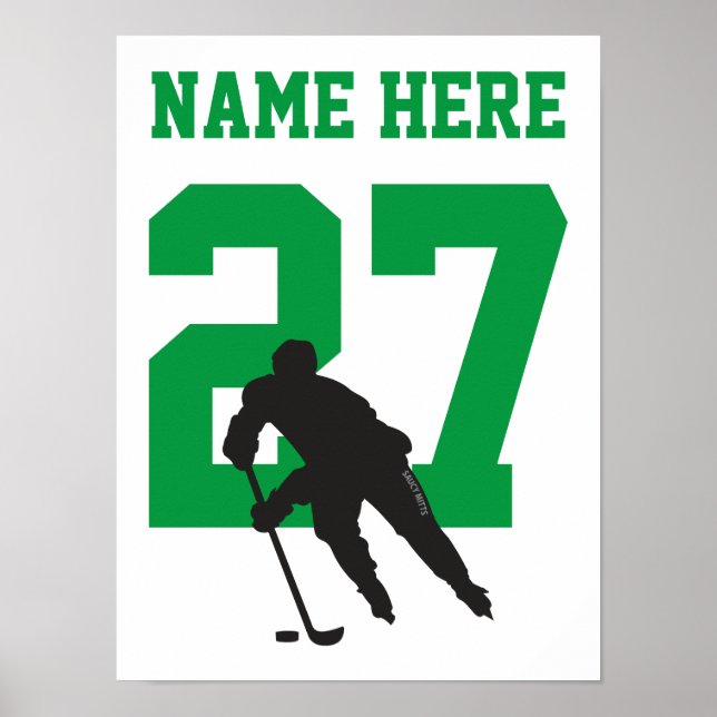 Grönten personlig Hockey Player Player Number Poster (Framsidan)