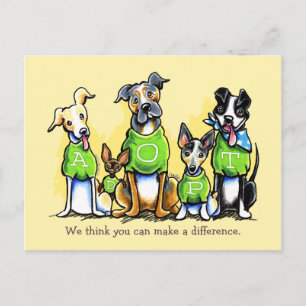 Grönten Pet Adoption Non profit Tee Hundar Anpassn Vykort