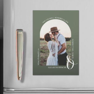 Grönten Photo Bröllop Spara datum Magnetic Card