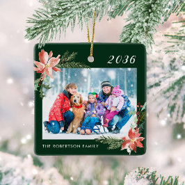Grönten Poinsettia i julfamiljen Julgransprydnad Keramik