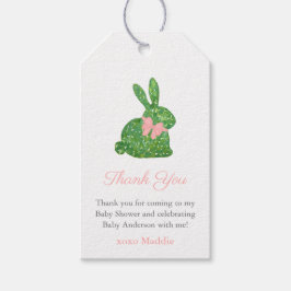 Grönten Preppy Rosa Boxwood Bunny Flicka Shower Presentetikett