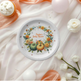 Grönten Pumpkins Baby Shower för Blommigt Orange