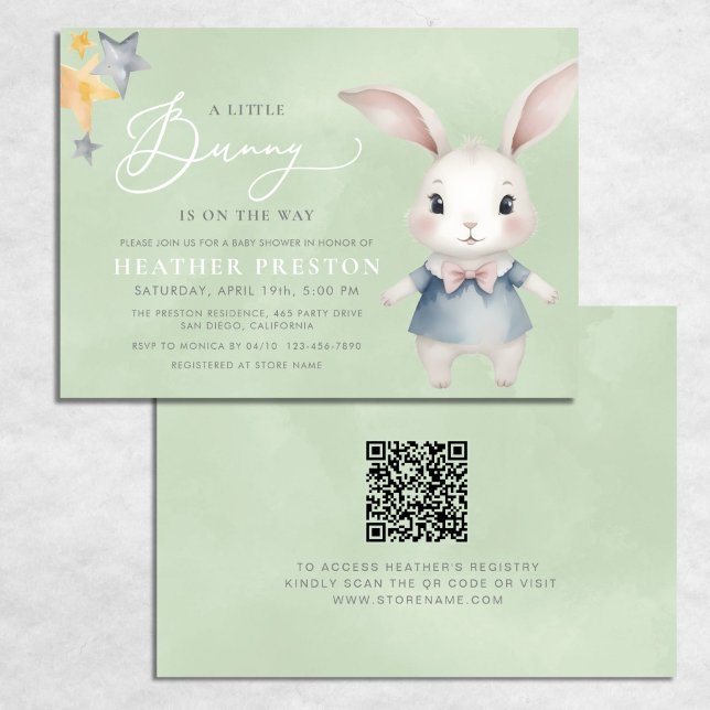 Grönten QR Baby Shower Inbjudningar (Skapare uppladdad)
