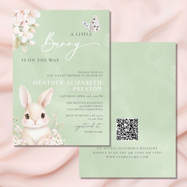 Grönten QR Baby Shower Inbjudningar (Skapare uppladdad)