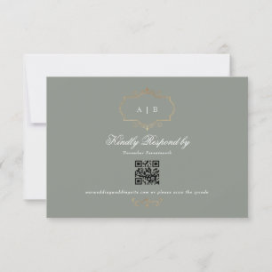 grönten QR CODE bröllop på den klassiska guld-sida OSA Kort