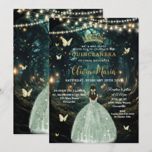 Grönten Quinceañera 16 Inbjudningar