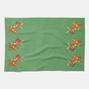 grönten Red Nose Reindeer jul Kökshandduk
