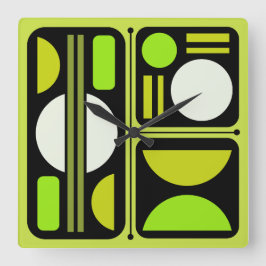 Grönten Retro Art Chartreuse för geometrisk Abstra Fyrkantig Klocka