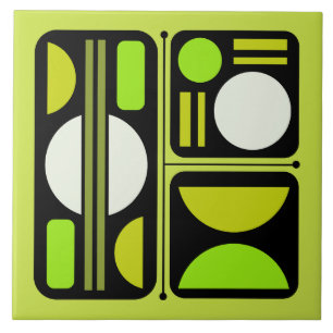 Grönten Retro Art Chartreuse för geometrisk Abstra Kakelplatta