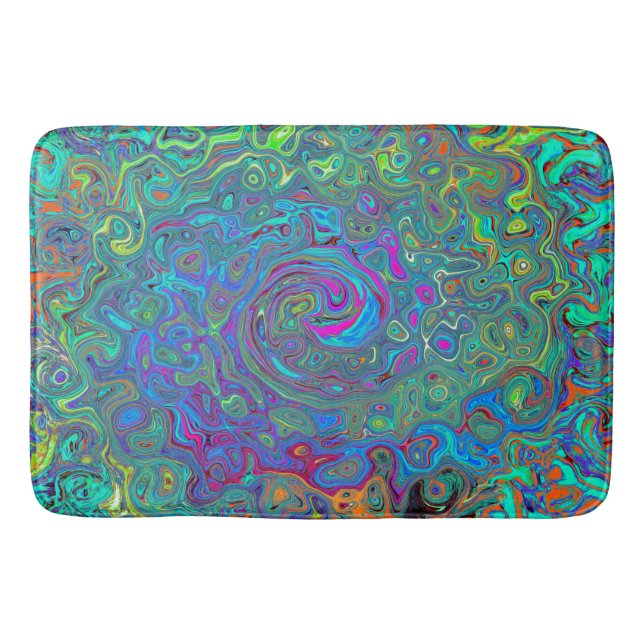 Grönten Retro Swirl (magenta, blått och havsskum) Badrumsmatta (Framsidan)