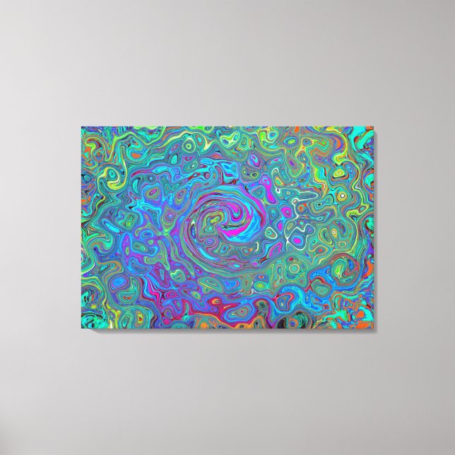 Grönten Retro Swirl (magenta, blått och havsskum) Canvastryck (Framsida)