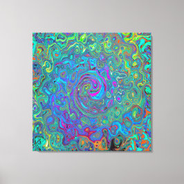 Grönten Retro Swirl (magenta, blått och havsskum) Canvastryck