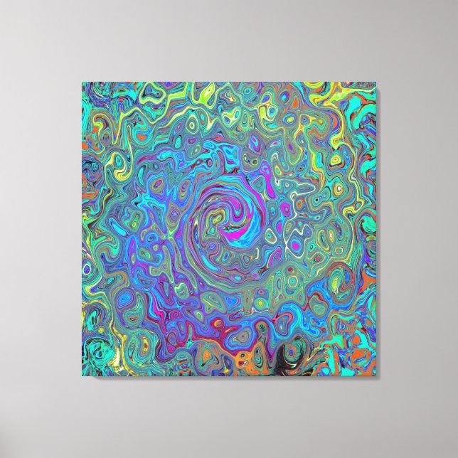 Grönten Retro Swirl (magenta, blått och havsskum) Canvastryck (Framsida)