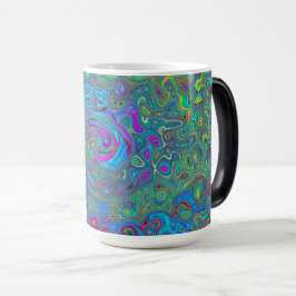 Grönten Retro Swirl (magenta, blått och havsskum) Magisk Mugg