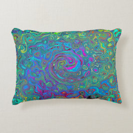 Grönten Retro Swirl (magenta, blått och havsskum) Prydnadskudde