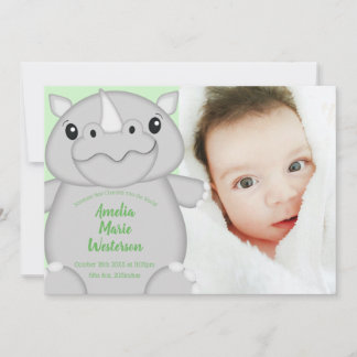 Grönten Rhino Baby Shower Inbjudningar