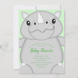 Grönten Rhino Baby Shower Inbjudningar