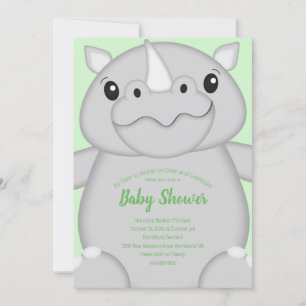 Grönten Rhino Baby Shower Inbjudningar