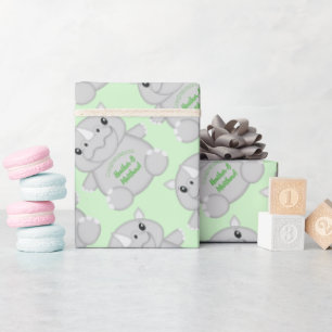 Grönten Rhino Baby Shower Presentpapper