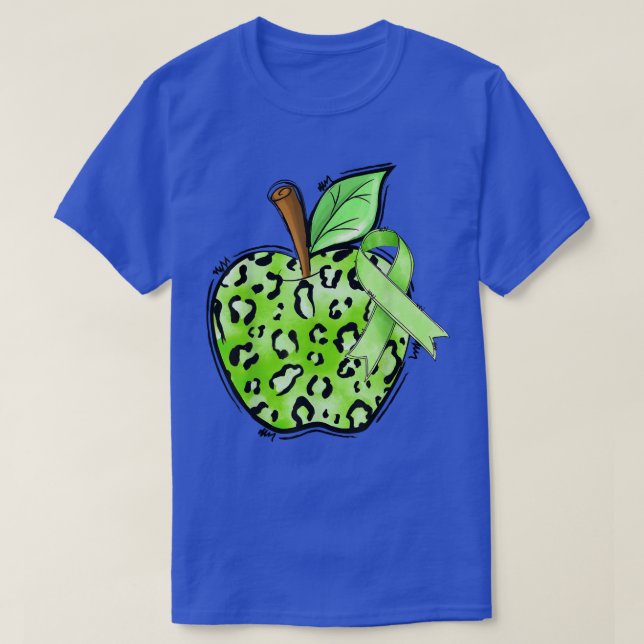 Grönten Ribbo för  för medvetenhet om Leopard Appl T Shirt (Design framsida)