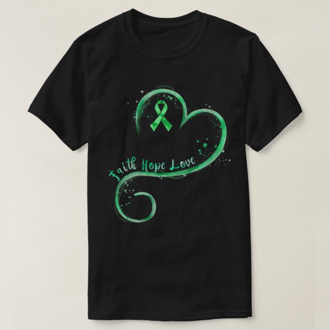 Grönten Ribbon Kidney Disease hos kvinnor i Faith  T Shirt (Design framsida)