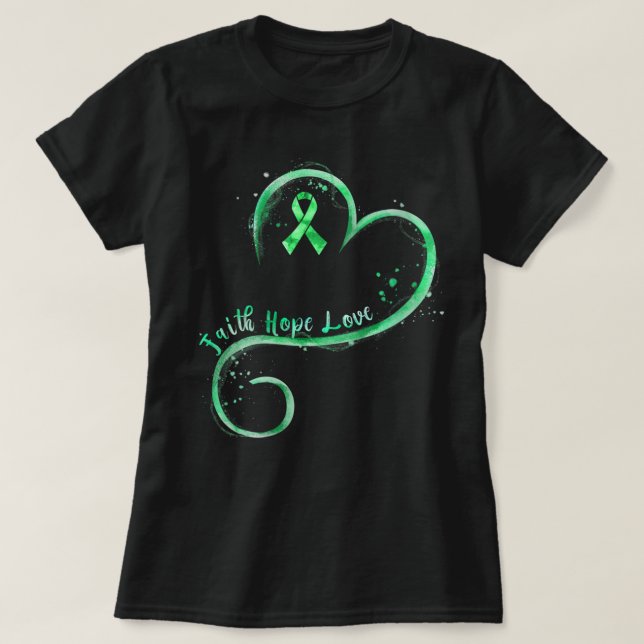 Grönten Ribbon Kidney Disease hos kvinnor i Faith  T Shirt (Design framsida)