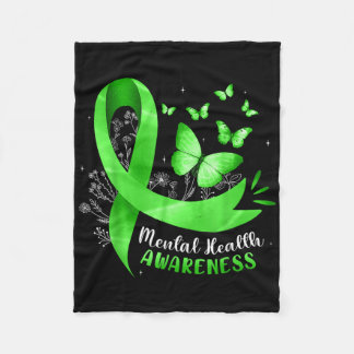 Grönten Ribbon Wom Mental Health Awareness Butterf Fleecefilt