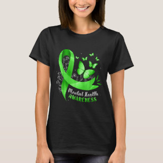 Grönten Ribbon Wom Mental Health Awareness Butterf T Shirt