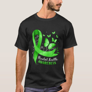 Grönten Ribbon Wom Mental Health Awareness Butterf T Shirt